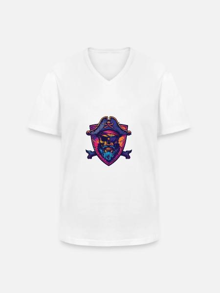 Pirate Skull - Men's V-Neck T-Shirt - white