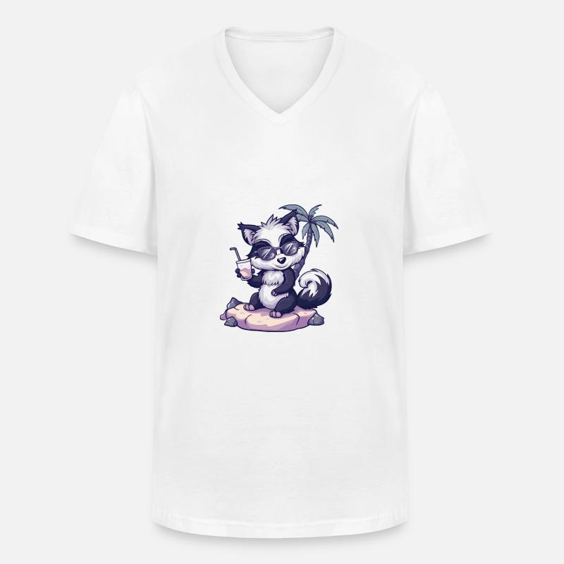 Stinktier Sommer Strand Comic - Männer-T-Shirt mit V-Ausschnitt - Weiß