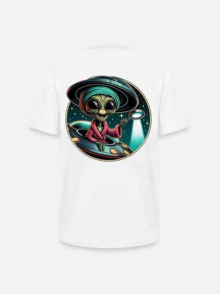Alien detective in UFO light - Men's V-Neck T-Shirt - white