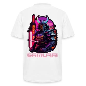 samouraï - T-shirt col V Homme - blanc - Dos - AI Model Male 178 dark (178cm)