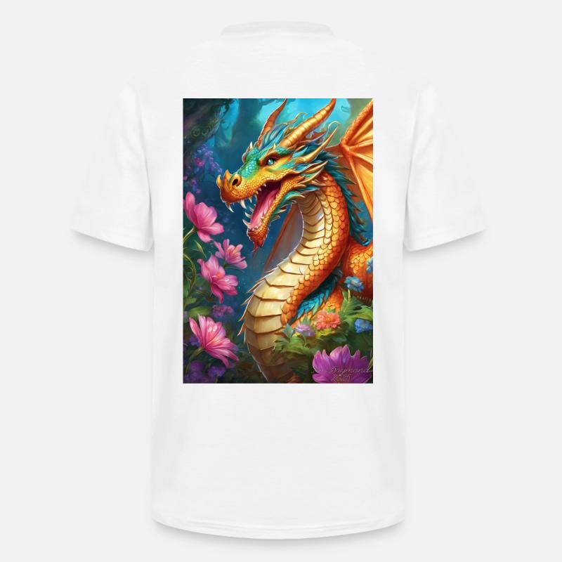 Glutdrache im blühenden Wald - Männer-T-Shirt mit V-Ausschnitt - Weiß
