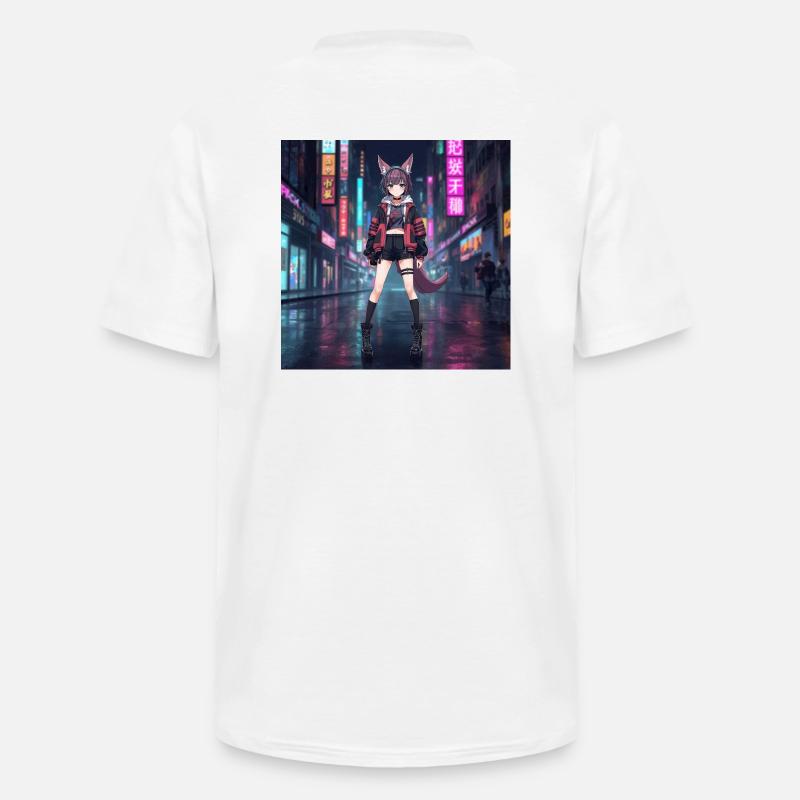 Nachtfuchs im Neonviertel - Männer-T-Shirt mit V-Ausschnitt - Weiß