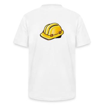 Casque de chantier jaune | Casque de sécurité - T-shirt col V Homme - blanc - Dos - AI Model Male 178 dark (178cm)