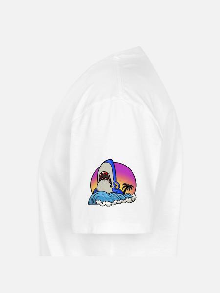 Shark surfer at sunset wave - Men's V-Neck T-Shirt - white