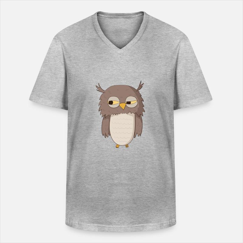 Kauz Eule - Männer-T-Shirt mit V-Ausschnitt - Grau meliert
