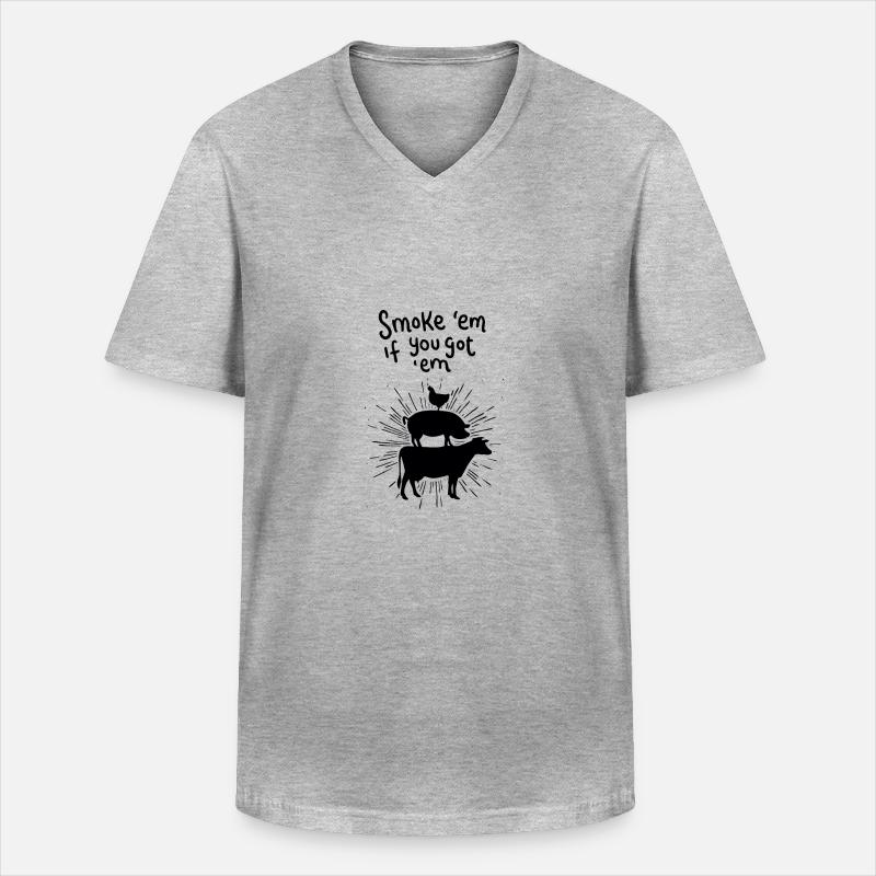 Lecker Fleisch - Männer-T-Shirt mit V-Ausschnitt - Grau meliert