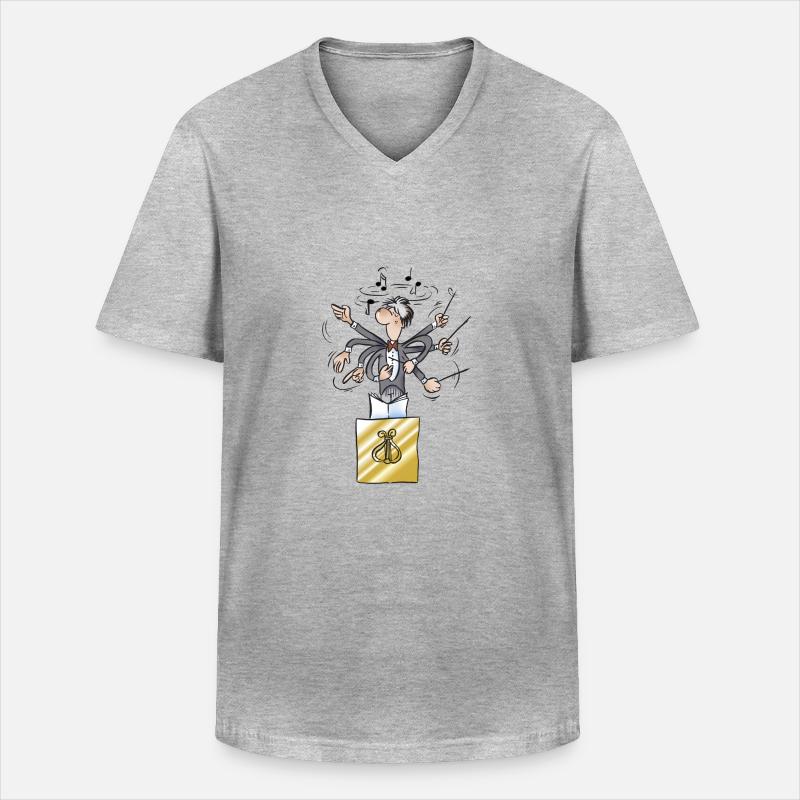 Dirigent - Männer-T-Shirt mit V-Ausschnitt - Grau meliert