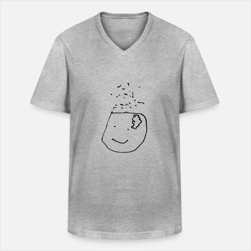 brain - Männer-T-Shirt mit V-Ausschnitt - Grau meliert