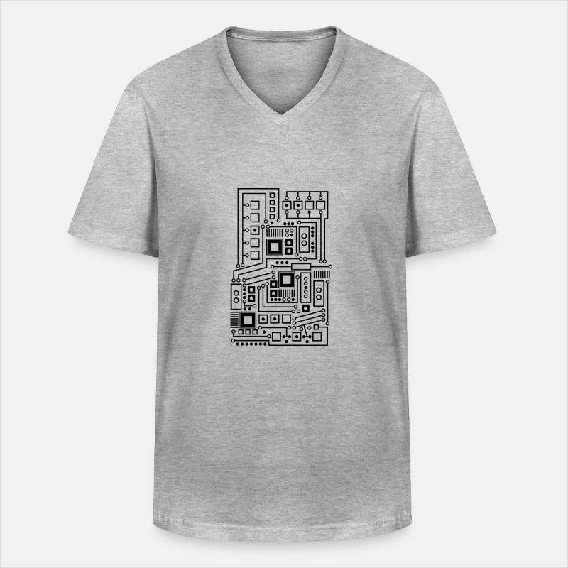 Circuit board pattern technique nerd - Men's V-Neck T-Shirt - heather grey