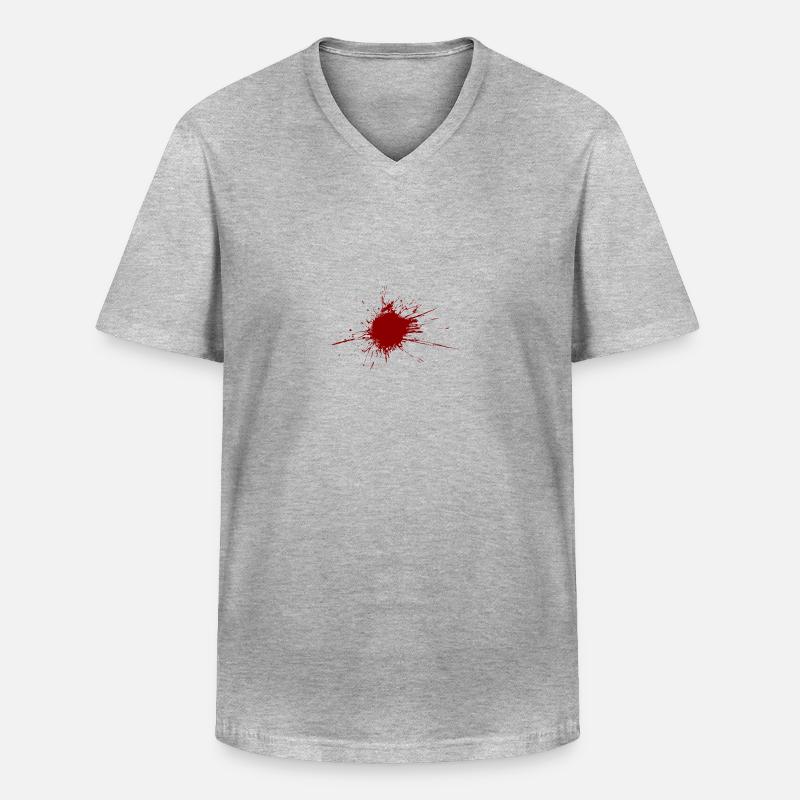 Blutspritzer aus einer Kugel Wunde - Männer-T-Shirt mit V-Ausschnitt - Grau meliert