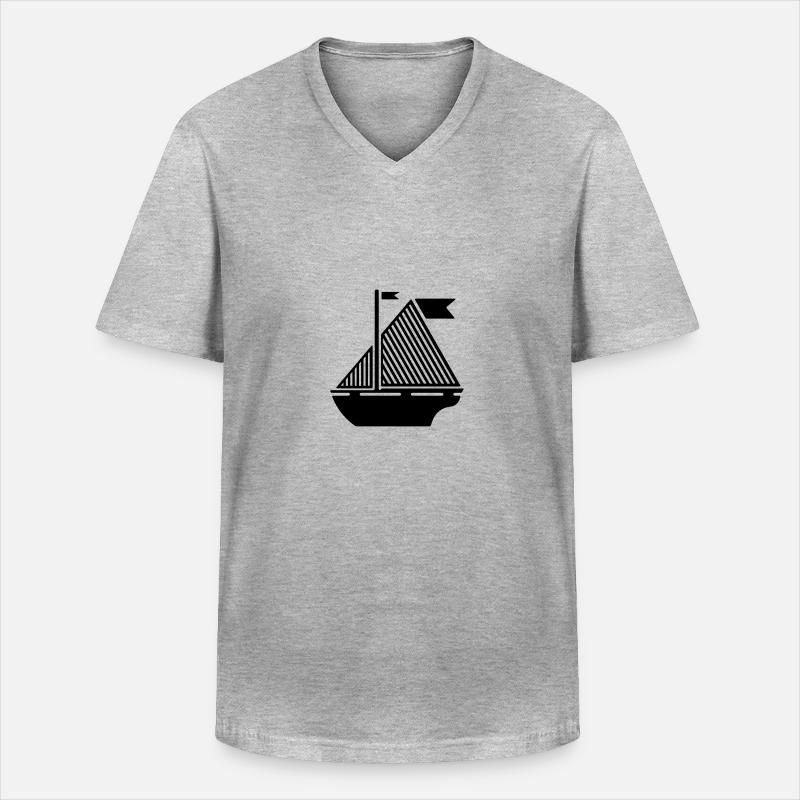Boot Illustration - Männer-T-Shirt mit V-Ausschnitt - Grau meliert