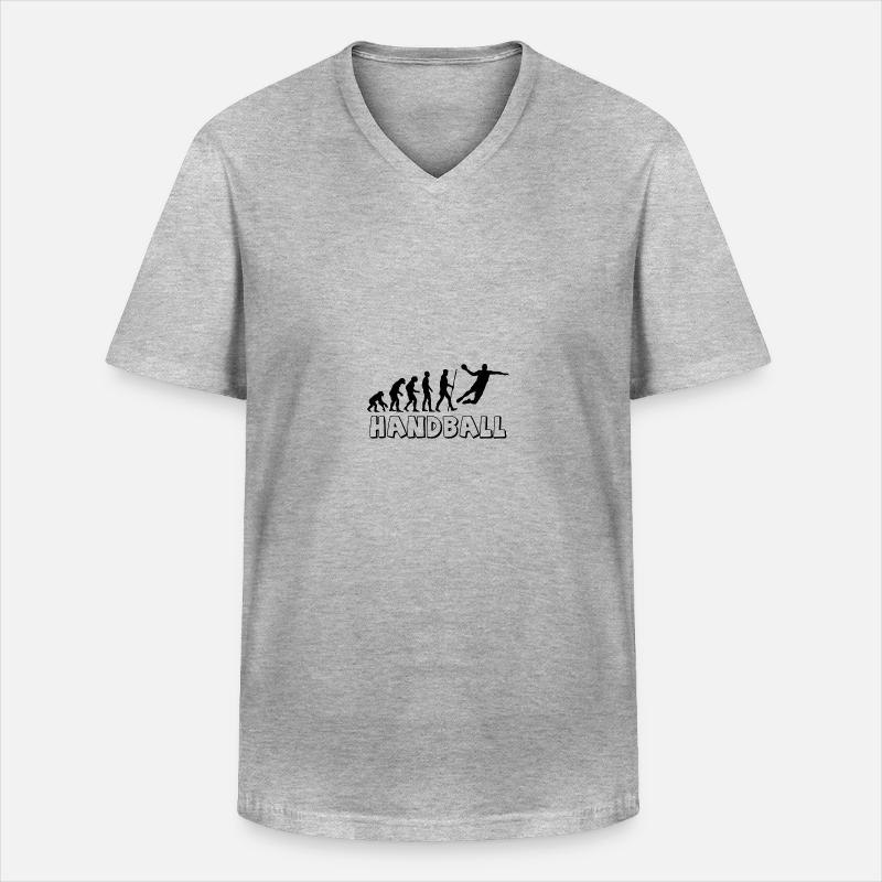 Handball Evolution - Männer-T-Shirt mit V-Ausschnitt - Grau meliert