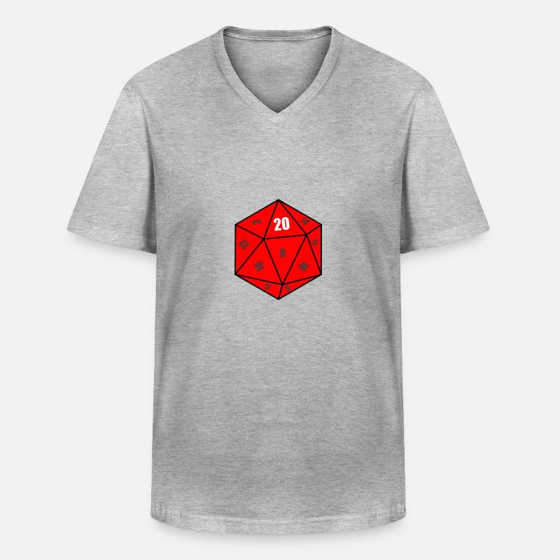 D20 Würfel - Männer-T-Shirt mit V-Ausschnitt - Grau meliert