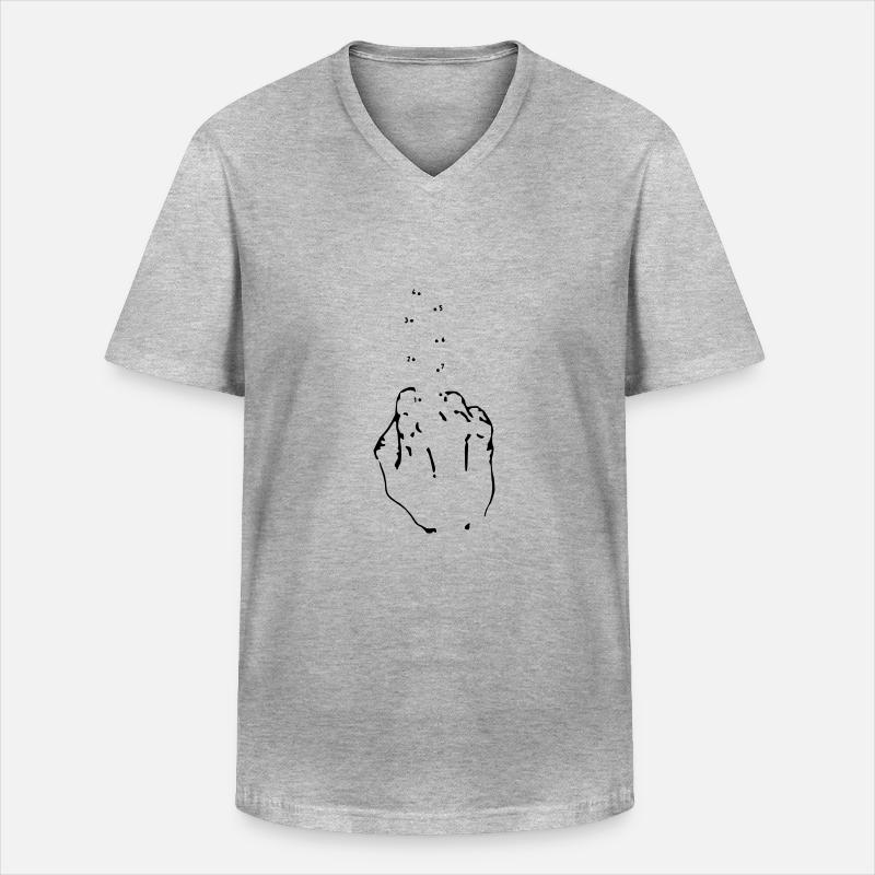 Mittelfinger - Männer-T-Shirt mit V-Ausschnitt - Grau meliert