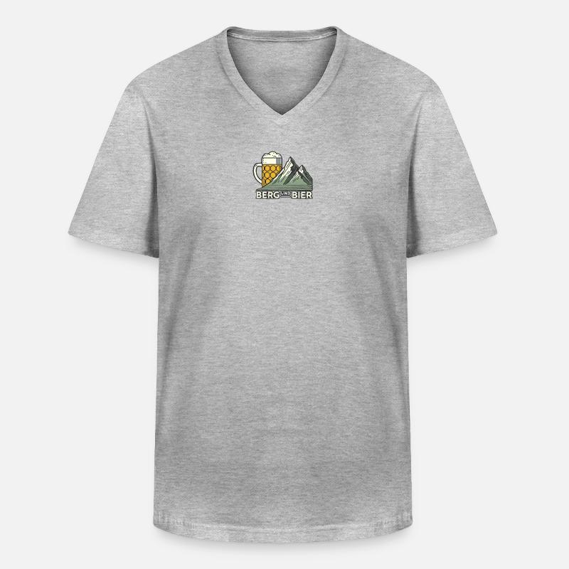 Berg und Bier V1 - Männer-T-Shirt mit V-Ausschnitt - Grau meliert