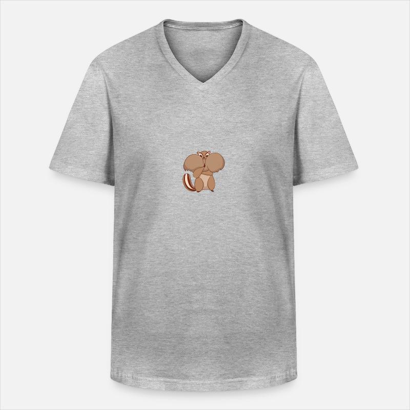 Chipmunk a bocca piena - Maglietta da uomo classica con scollo a V - grigio melange