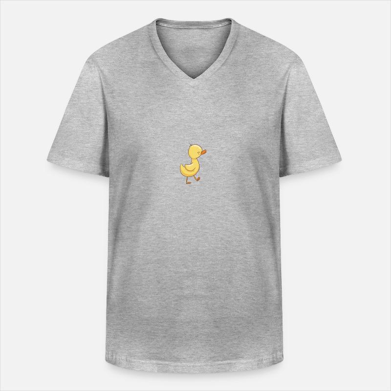 Entchen mit roten Bäkchen - Männer-T-Shirt mit V-Ausschnitt - Grau meliert