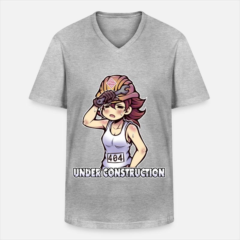 Under Construction - 404 - Männer-T-Shirt mit V-Ausschnitt - Grau meliert