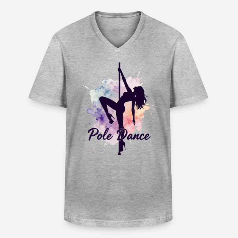 Pole Dance Poledancerinnen Aquarell stark Geschenk - Männer-T-Shirt mit V-Ausschnitt - Grau meliert