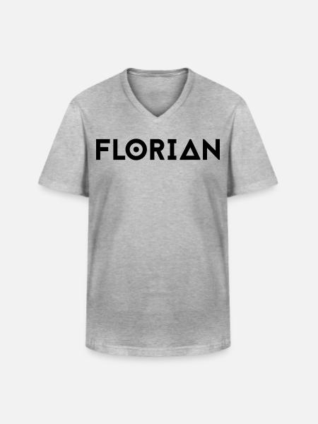 Prénom Florian - T-shirt col V Homme - gris chiné