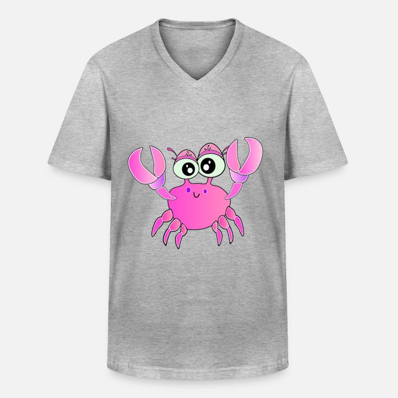 Krabben - Berta die Schnapp Krabbe - Männer-T-Shirt mit V-Ausschnitt - Grau meliert