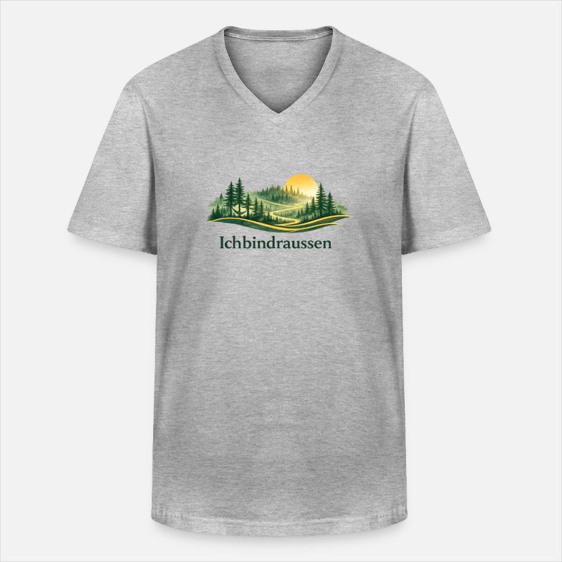 Ich bin draussen - Männer-T-Shirt mit V-Ausschnitt - Grau meliert