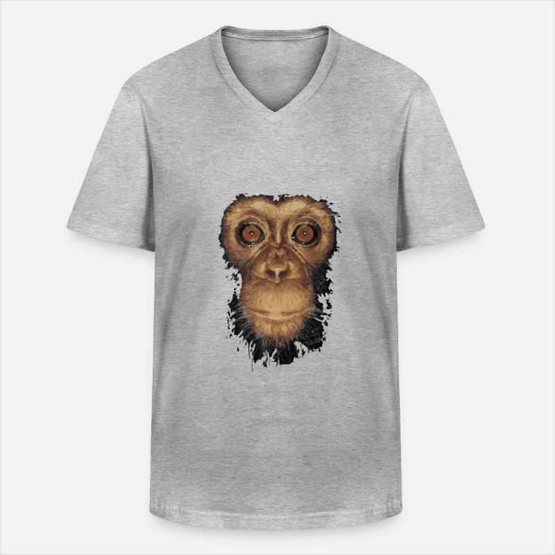 affe - Männer-T-Shirt mit V-Ausschnitt - Grau meliert