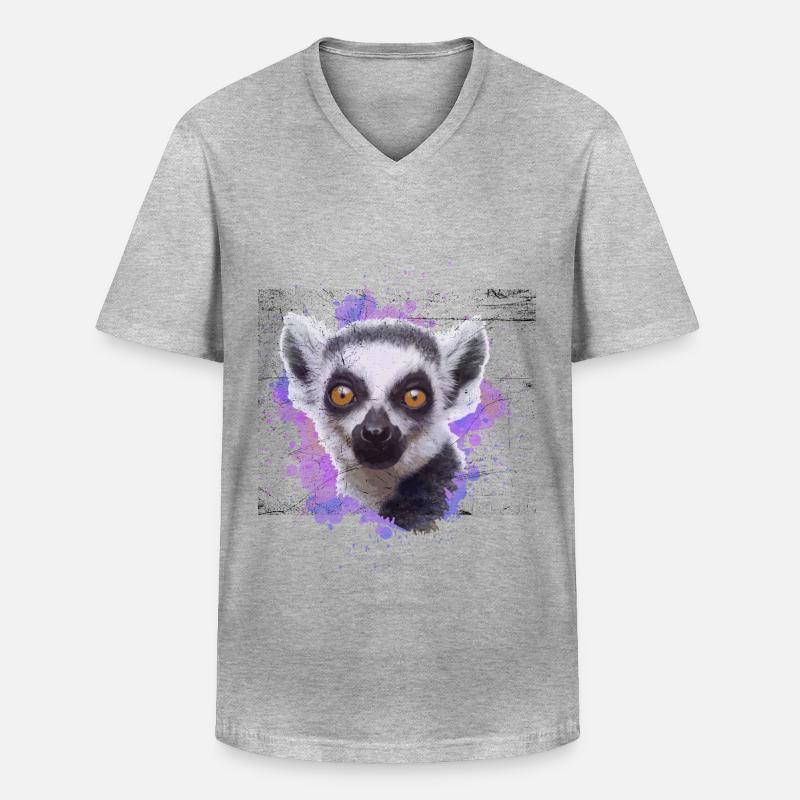 lemur - Männer-T-Shirt mit V-Ausschnitt - Grau meliert