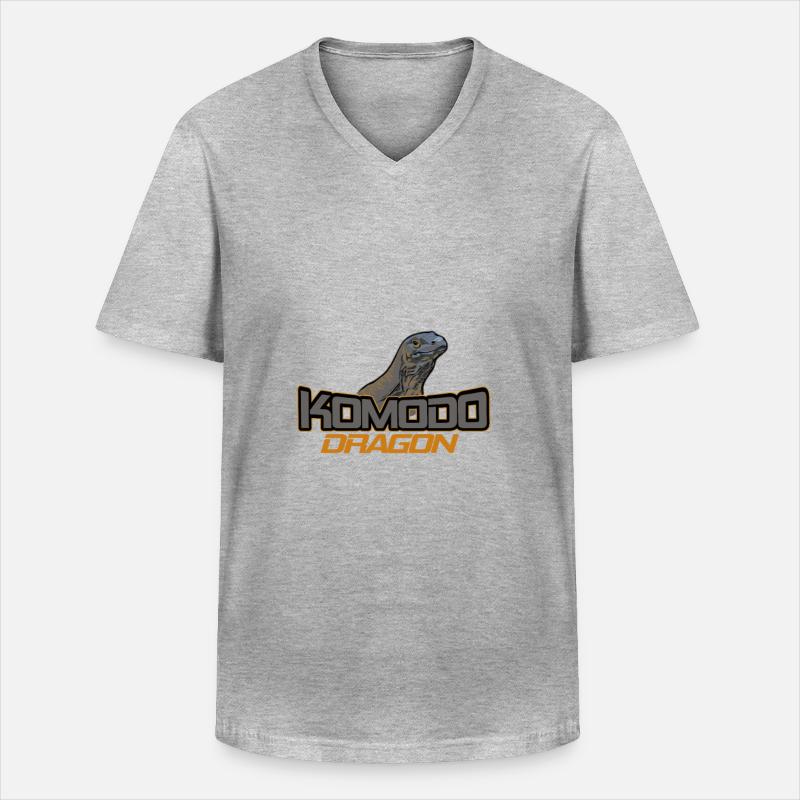 Komodo Waran Drache - Männer-T-Shirt mit V-Ausschnitt - Grau meliert
