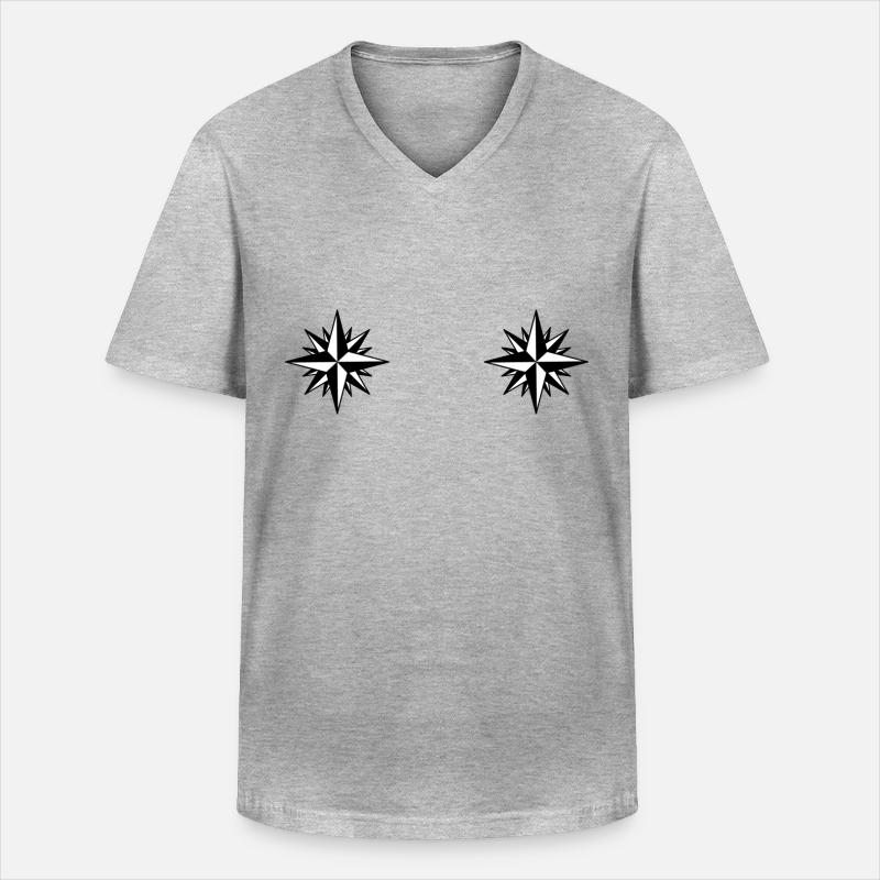 Kompass Winde Sterne - Männer-T-Shirt mit V-Ausschnitt - Grau meliert