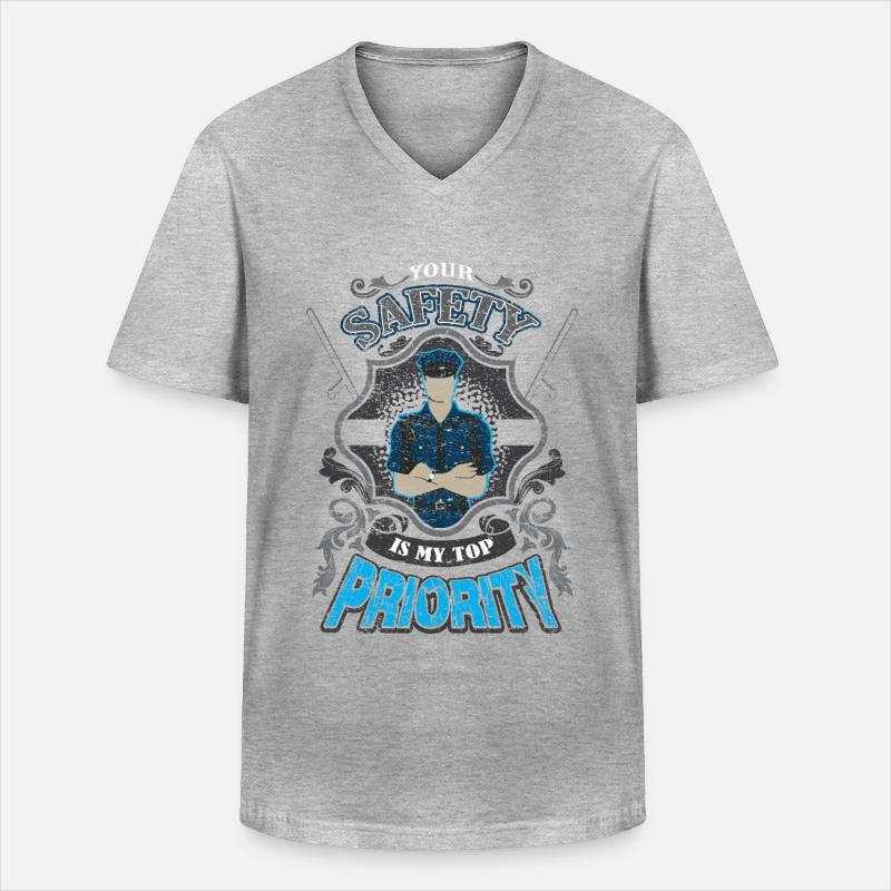 Sicherheitsdienst - Security - Männer-T-Shirt mit V-Ausschnitt - Grau meliert