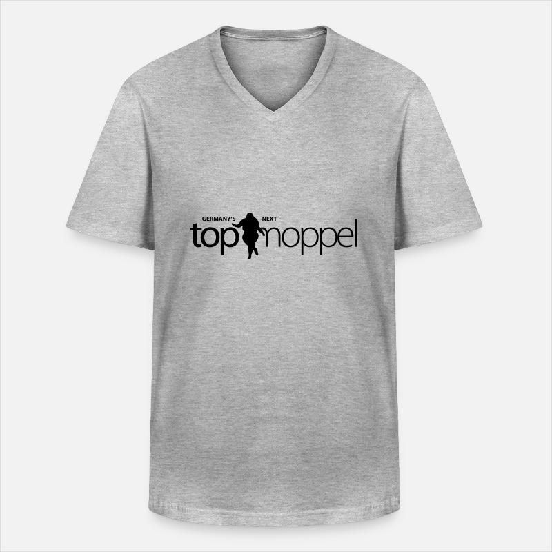 Germany s next Topmoppel Figur - Männer-T-Shirt mit V-Ausschnitt - Grau meliert