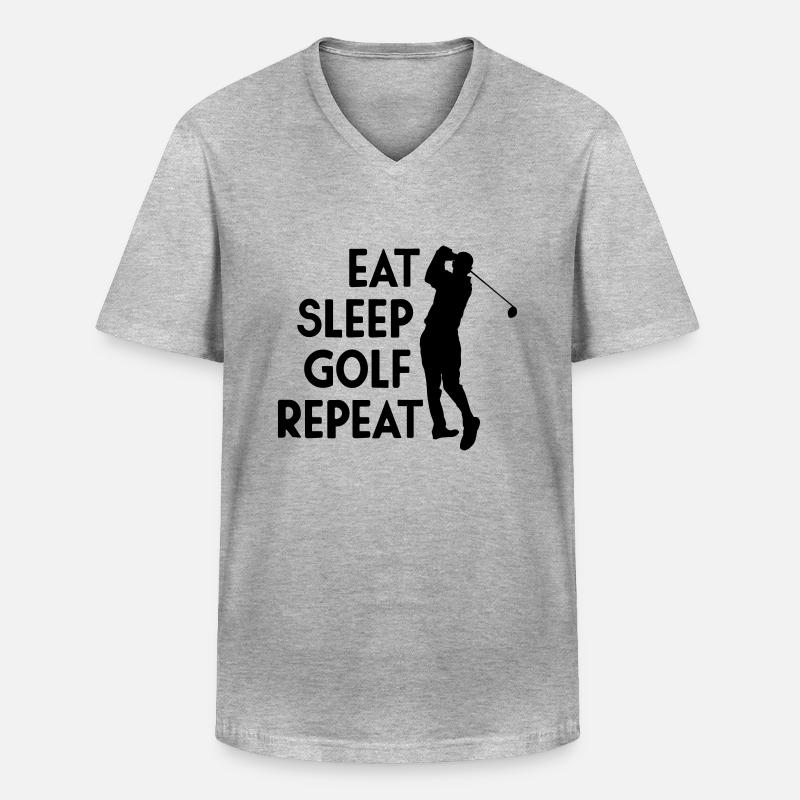 Eat Sleep Golf Repeat - Männer-T-Shirt mit V-Ausschnitt - Grau meliert