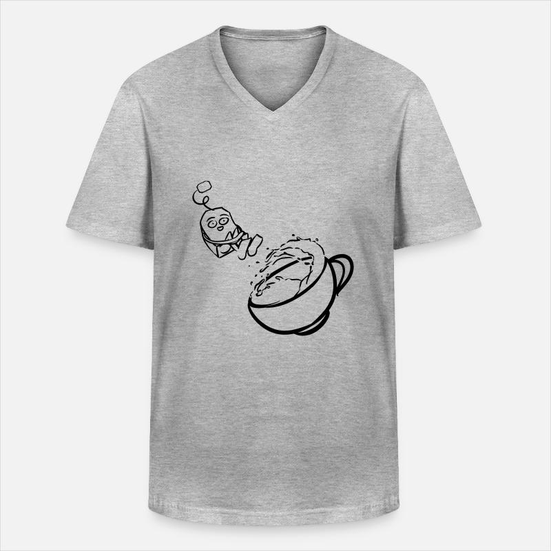 Tea - Männer-T-Shirt mit V-Ausschnitt - Grau meliert