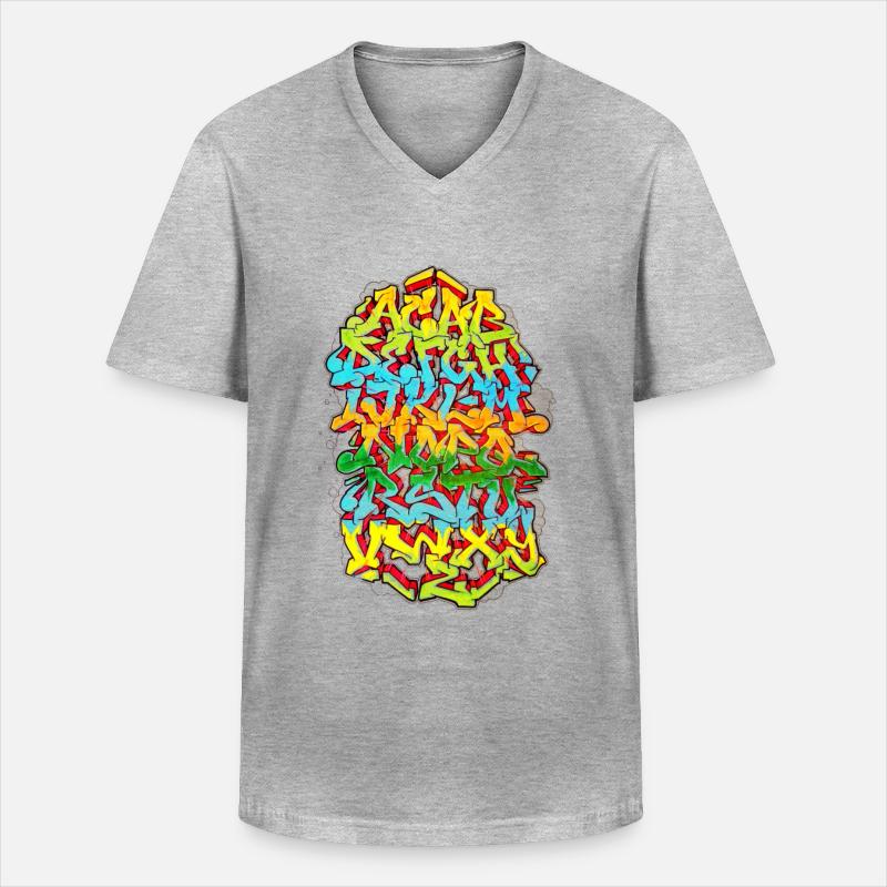Acab alphabet graffiti - Männer-T-Shirt mit V-Ausschnitt - Grau meliert