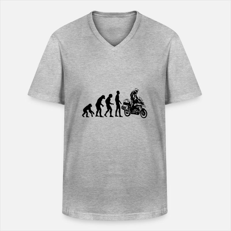 Human Evolution Enduro - Männer-T-Shirt mit V-Ausschnitt - Grau meliert