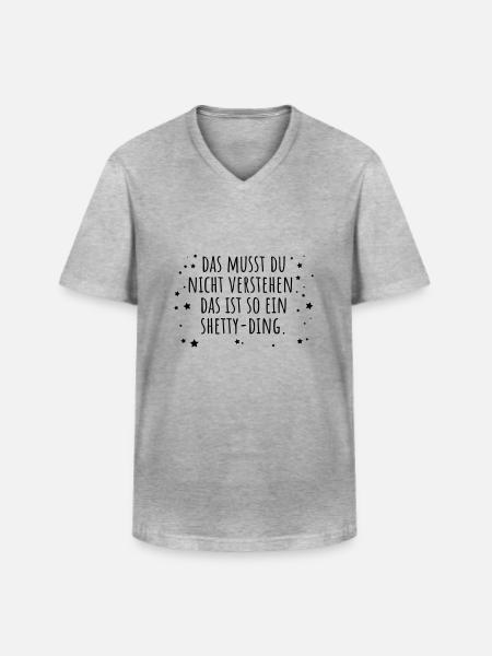 Shetty-Ding - Männer-T-Shirt mit V-Ausschnitt - Grau meliert