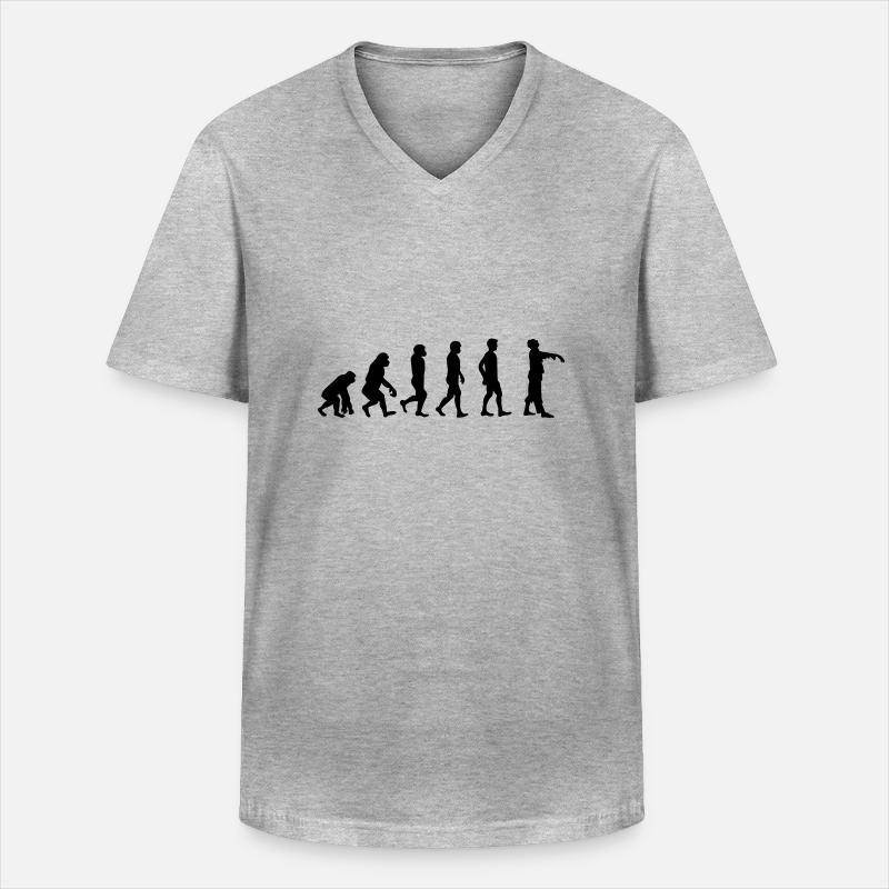 Evolution Zombie - Männer-T-Shirt mit V-Ausschnitt - Grau meliert