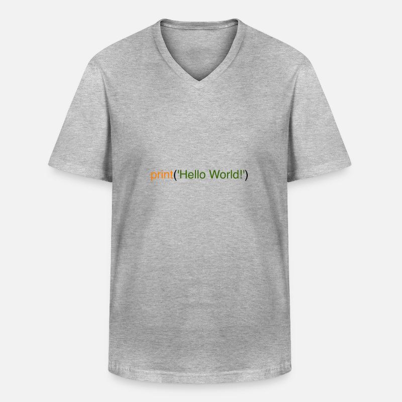 Hello World Python - Men's V-Neck T-Shirt - heather grey