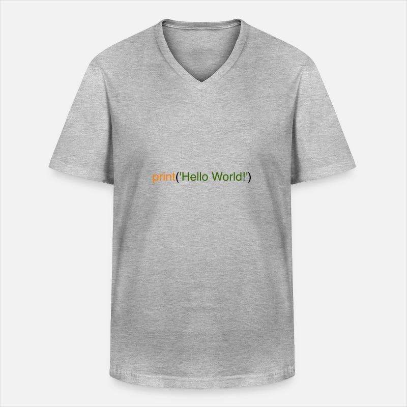Hello World Python - Men's V-Neck T-Shirt - heather grey