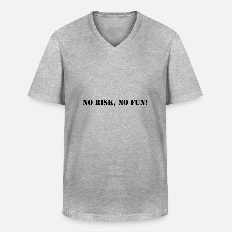 No risk no fun - Männer-T-Shirt mit V-Ausschnitt - Grau meliert