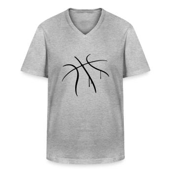 Basket-ball Basketball Basket - T-shirt col V Homme - gris chiné - Devant - AI Model Male 185 light (185cm)
