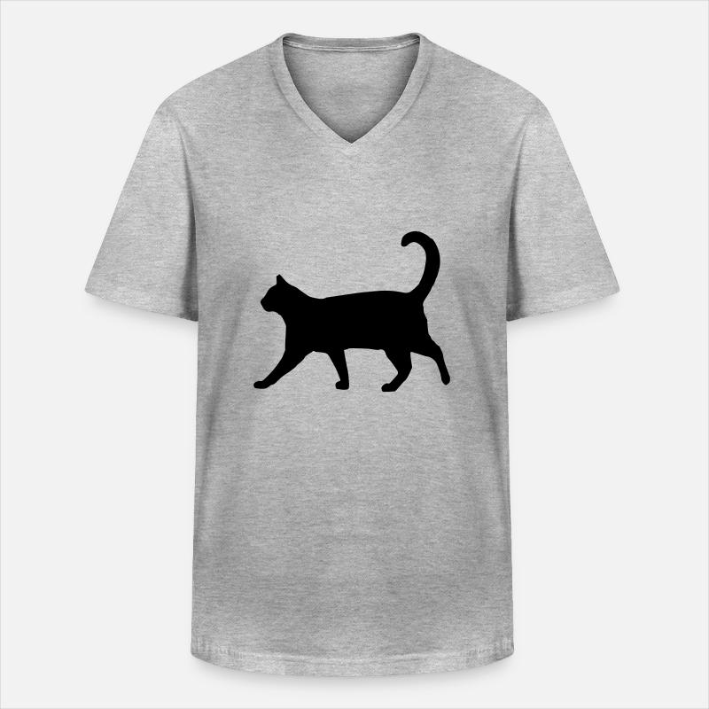 Katze. - Männer-T-Shirt mit V-Ausschnitt - Grau meliert
