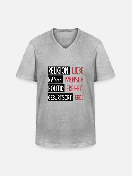 Statement - Keine Trennung oder Spaltung - Männer-T-Shirt mit V-Ausschnitt - Grau meliert