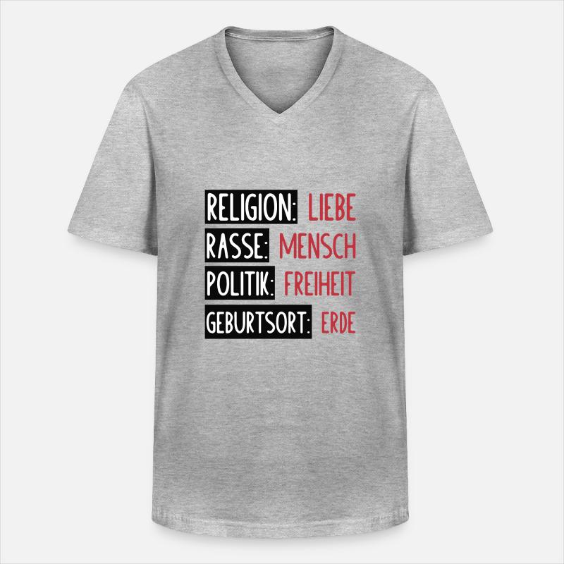 Statement - Keine Trennung oder Spaltung - Männer-T-Shirt mit V-Ausschnitt - Grau meliert