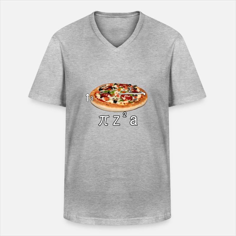 Pizza essen Geschenk Idee - Männer-T-Shirt mit V-Ausschnitt - Grau meliert