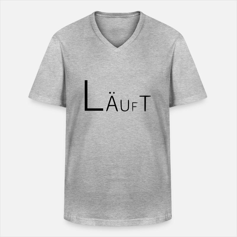 Läuft Coole Sprüche - Männer-T-Shirt mit V-Ausschnitt - Grau meliert