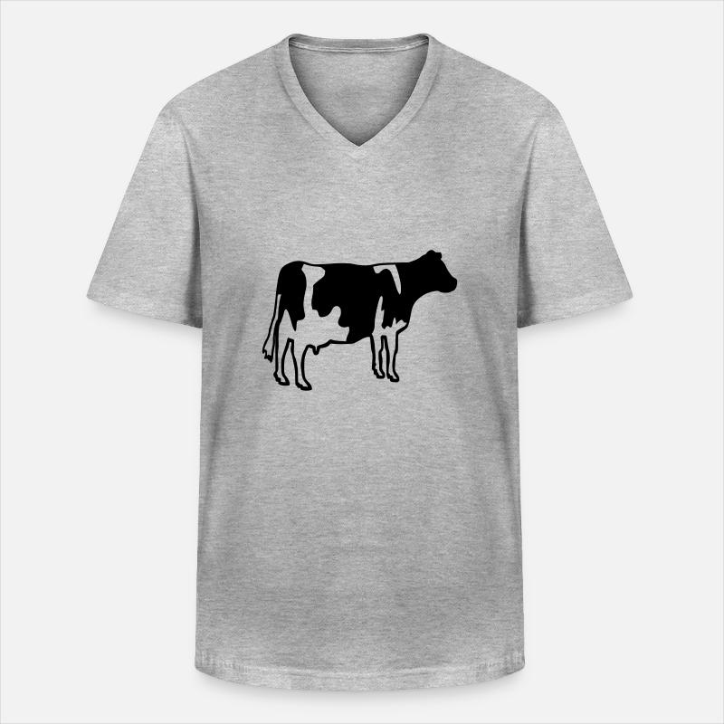 Kuh - Männer-T-Shirt mit V-Ausschnitt - Grau meliert