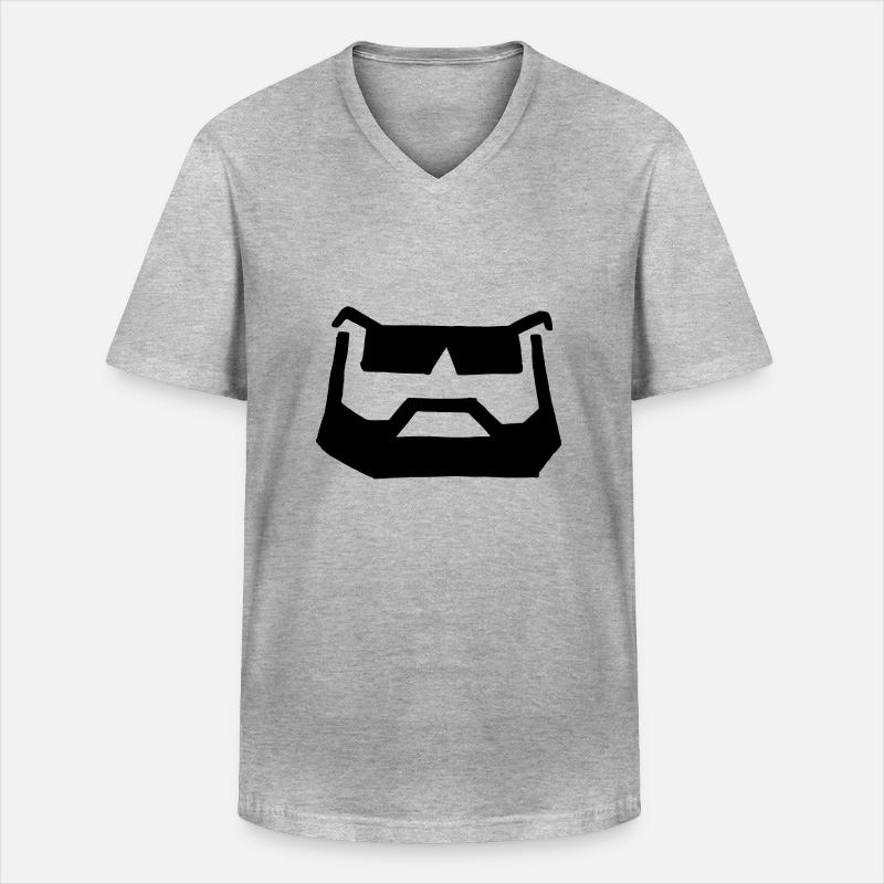 bart brille - Männer-T-Shirt mit V-Ausschnitt - Grau meliert