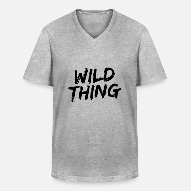WILD THING - Männer-T-Shirt mit V-Ausschnitt - Grau meliert